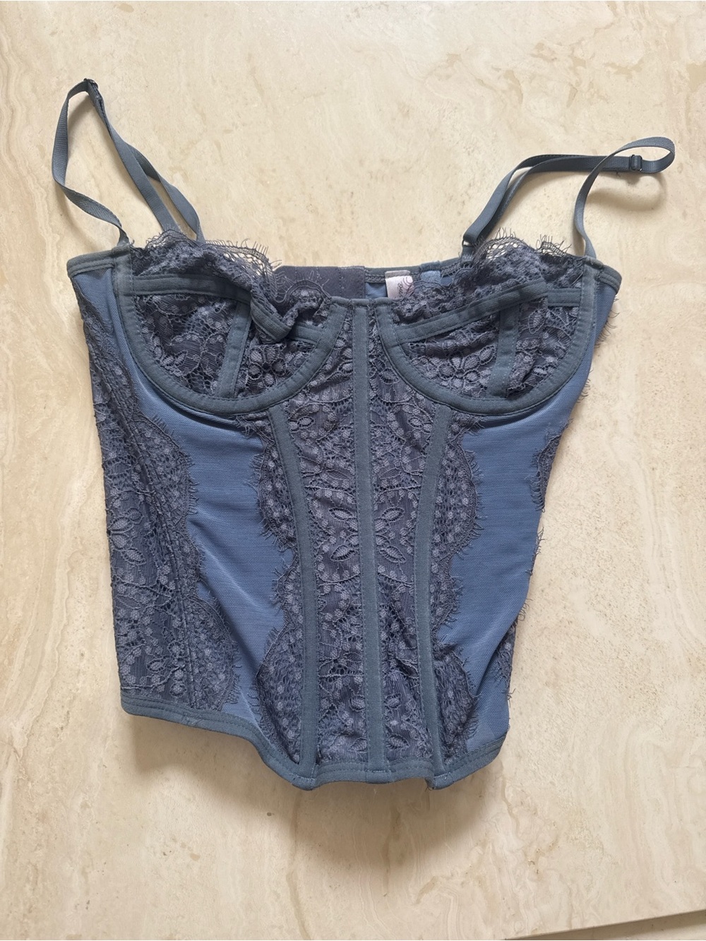 Urban Outfitters Lace Corset Bustier - Slate Blue